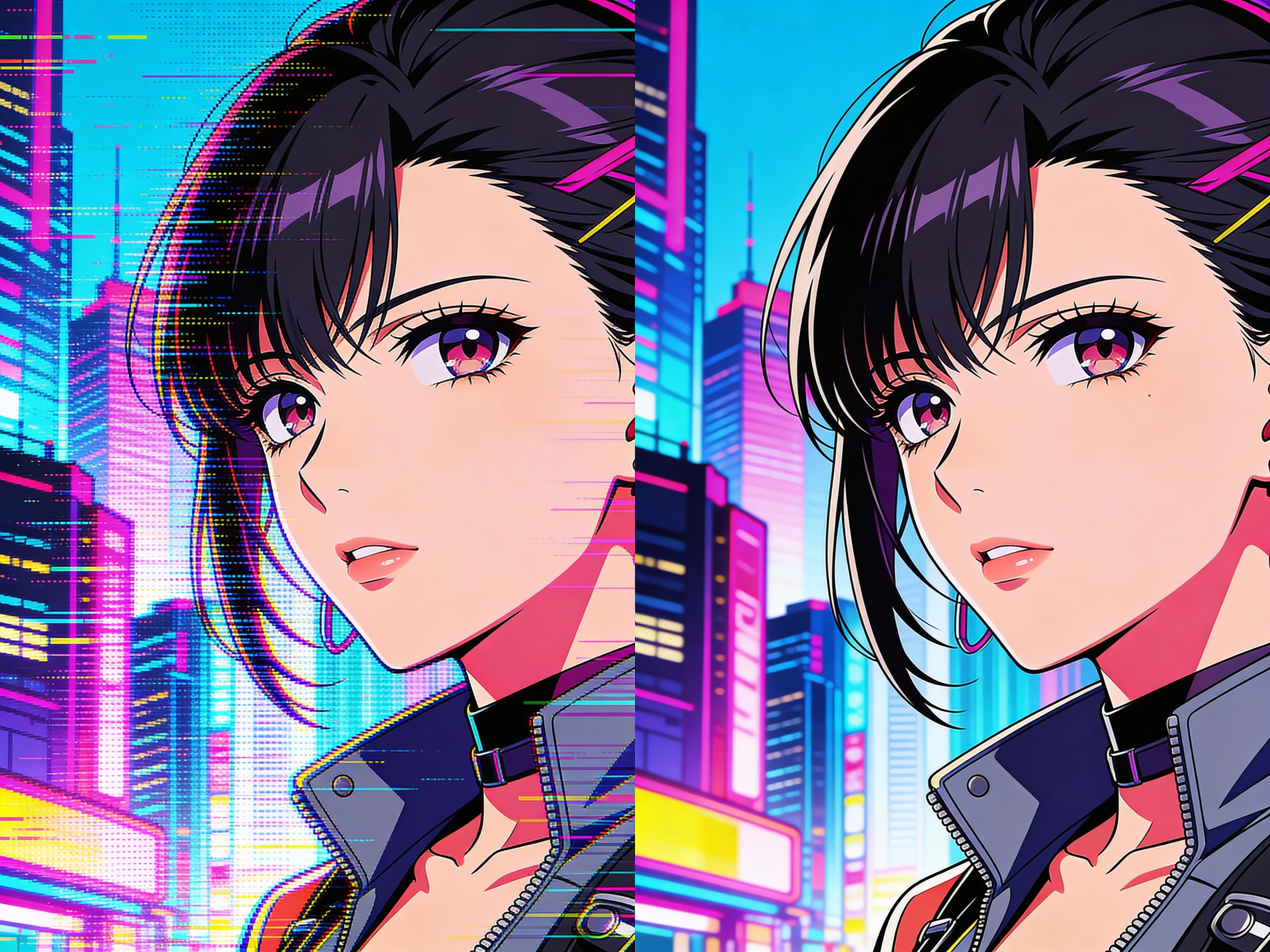 Luckiss AI anime enhancer: Sharpening a Midjourney generated anime character to 4K resolution.