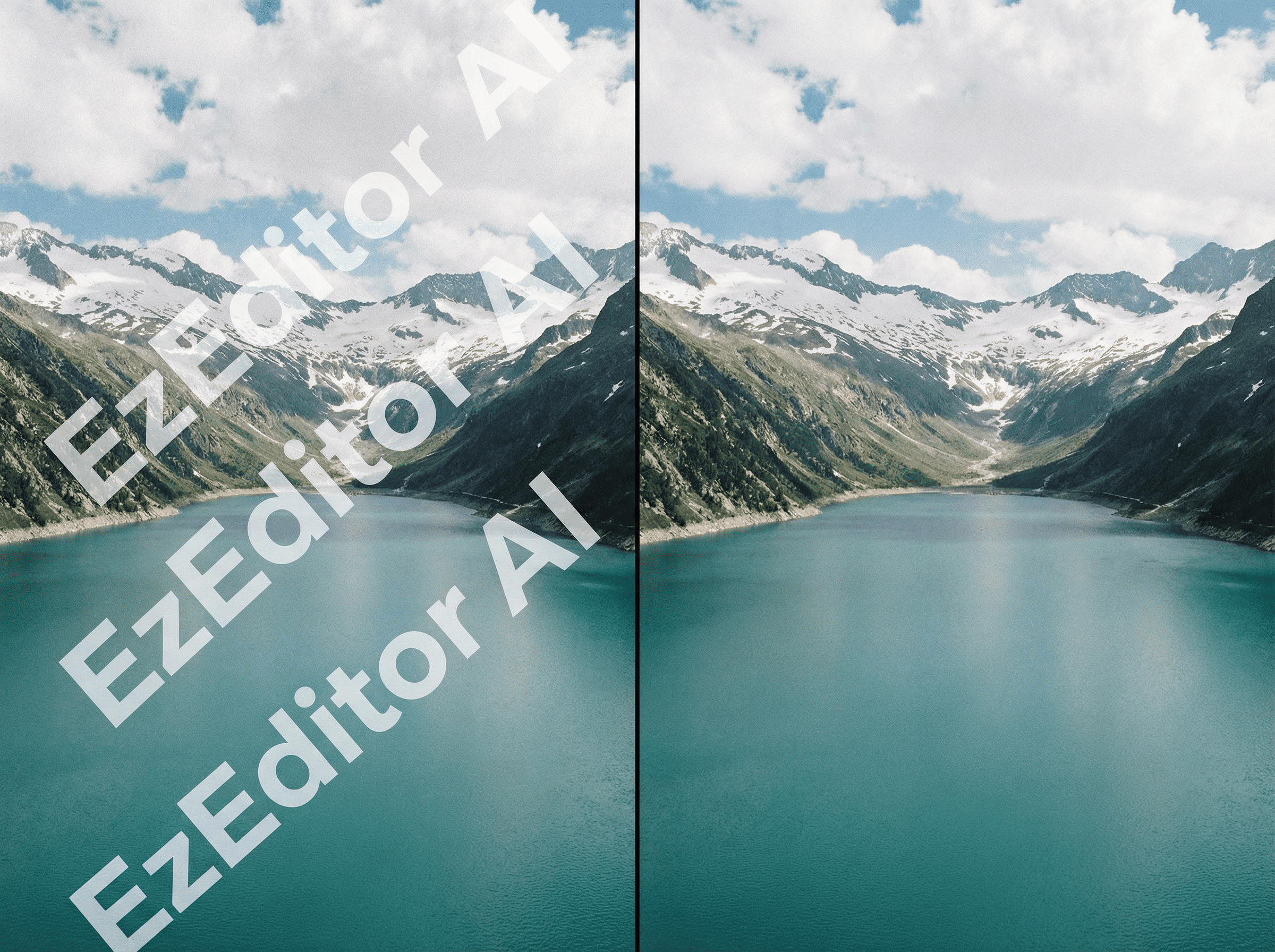 Luckiss AI magic eraser: Flawlessly removing an object from a scene with natural background filling.