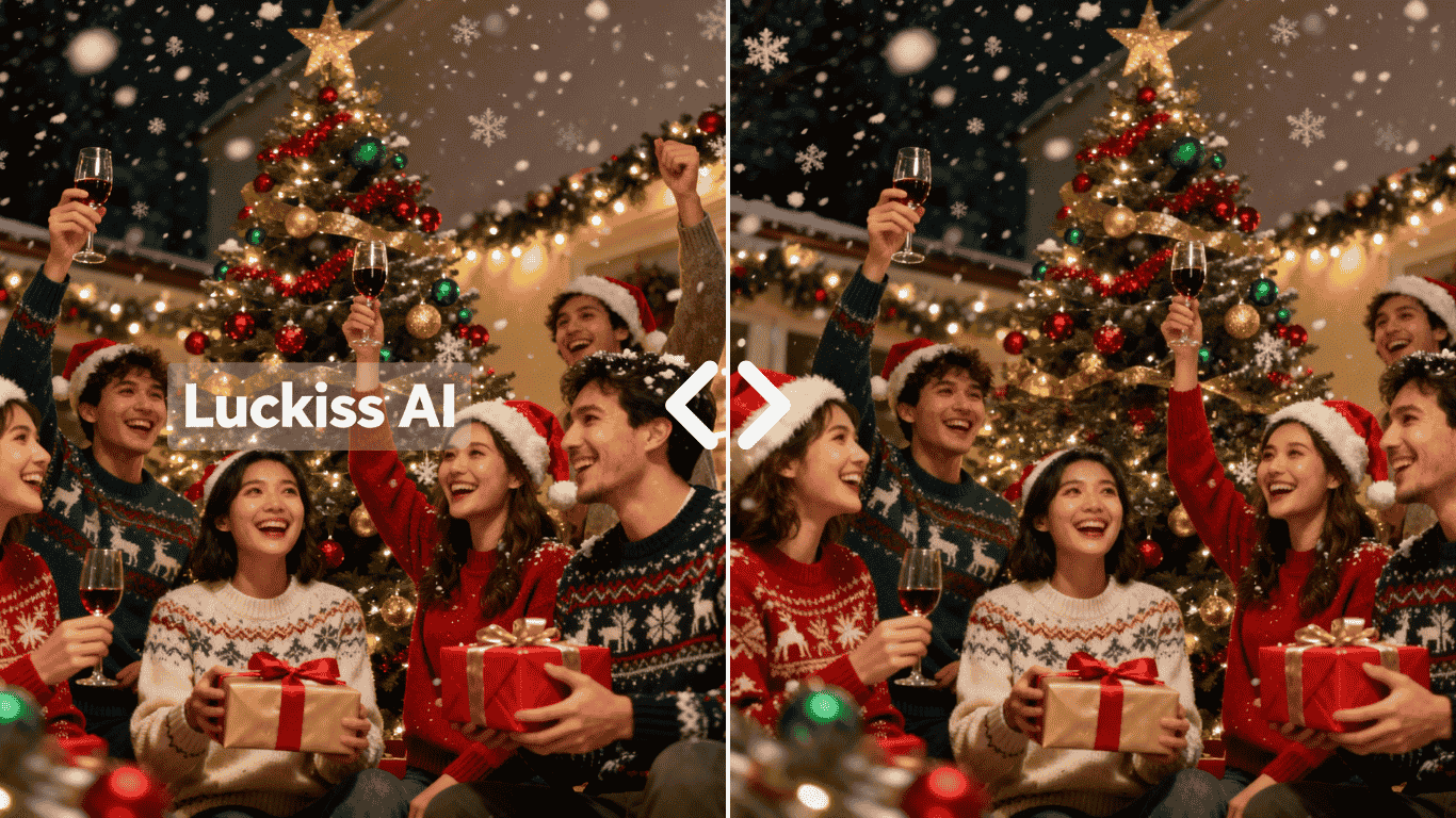 Before and after comparison of removing a watermark from a photo.